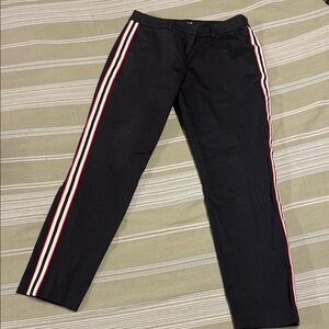 Express Black Joggers with Red and White Stripes